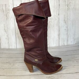 Dingo Vintage Rare Oxblood Burgundy Heeled Knee/Over the Knee Boots